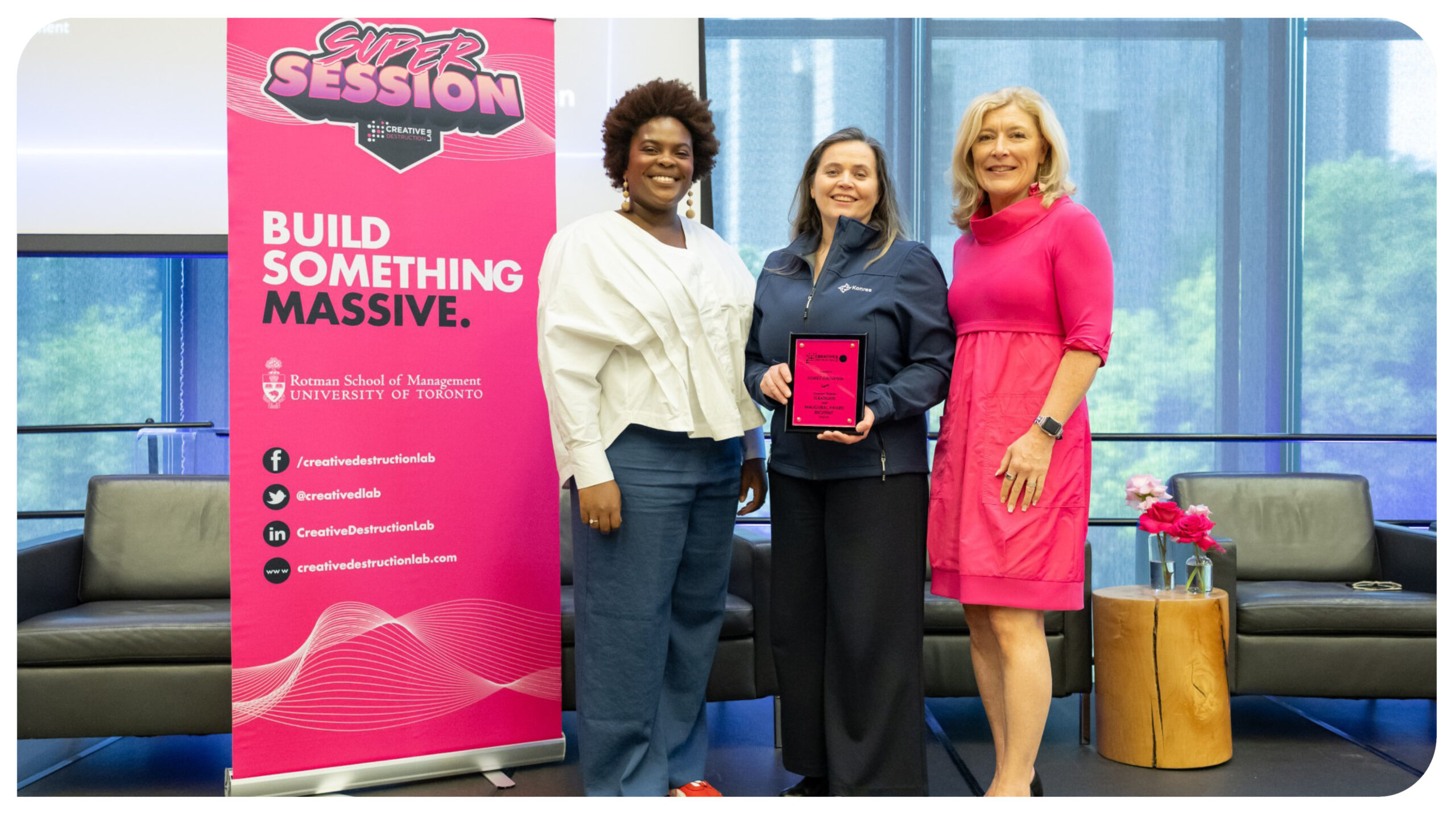  Isioma Oye-Onwuka (Venture Manager, CDL Atlantic), Margaret Rae (Founder & CEO/CSO Konree Innovation) & Leslie McNabb-Kyritsis (Director & Co-Site lead at CDL Atlantic)
